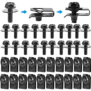 Black Steel Automotive Fastener Set with U-Clips 10 S11976390fab2498cba97b058cb8124eeC