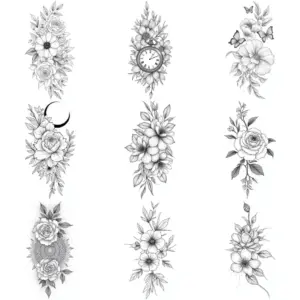 Set of 9 Elegant Line Art Temporary Tattoos 15 S1204cc79d275416d8500f7ec5d6d2f741