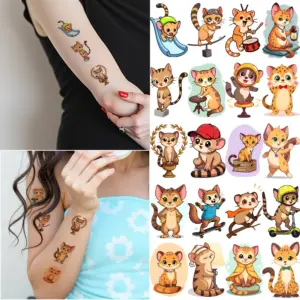 Colorful Cartoon Animal Temporary Tattoos Set 11 S12e28e57f51141658c366199c0faee8dT