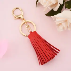 Red Leather and Metal Keychain for Keys and Bags 16 S130f7409e7f840a8a786a05e7d2644cdO