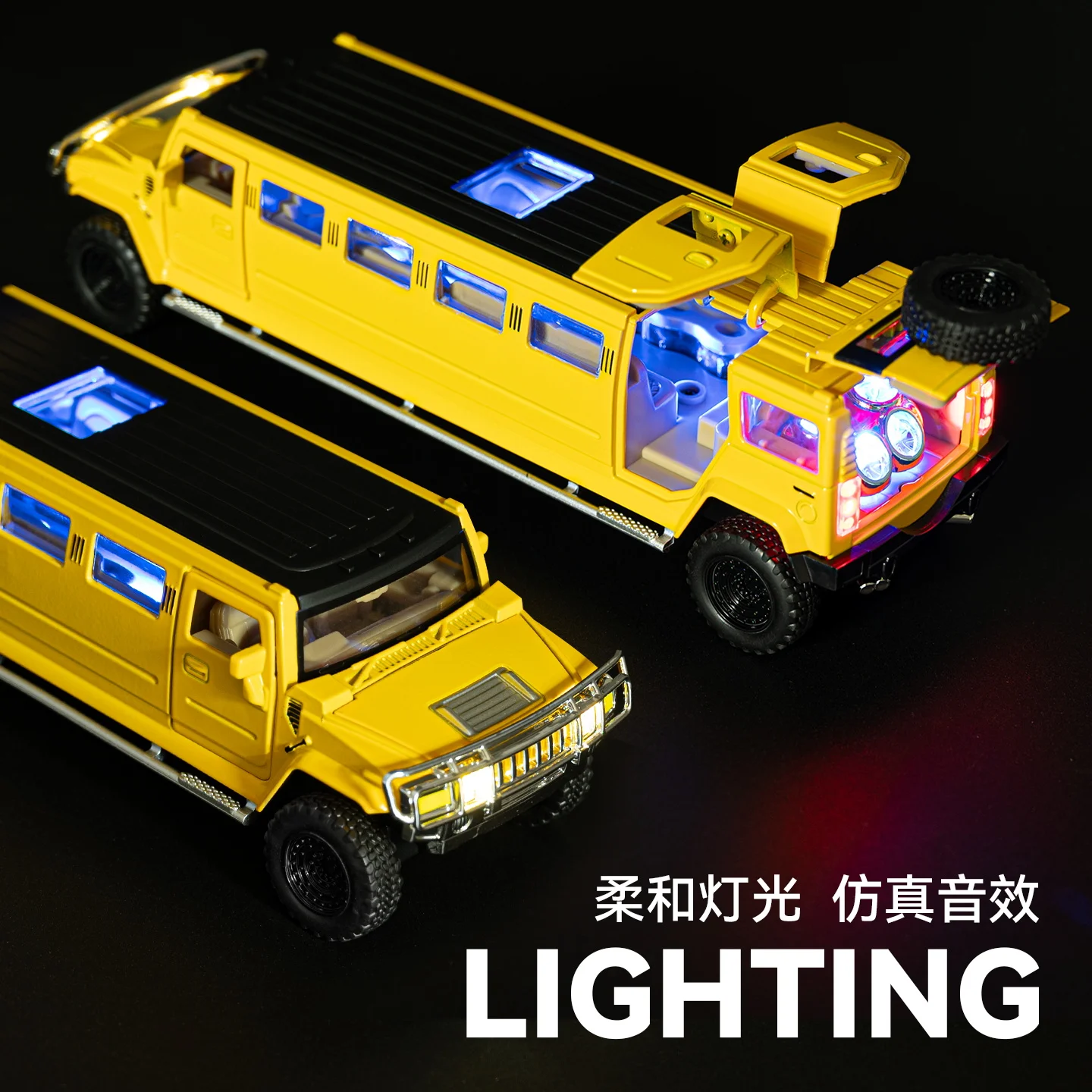 Yellow Hummer H2 Deluxe 1:32 Scale Diecast Model 4 Yellow Hummer H2 Deluxe 1:32 Scale Diecast Model - Image 4