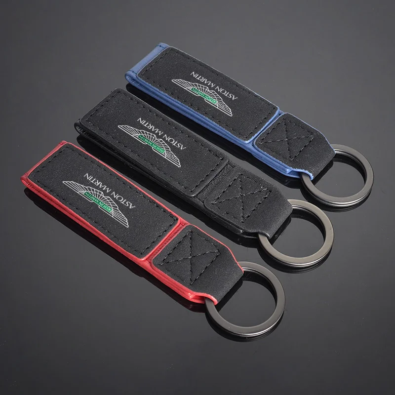 Aston Martin Winged Logo Keychain in Suede 2 Aston Martin Winged Logo Keychain in Suede - Image 2