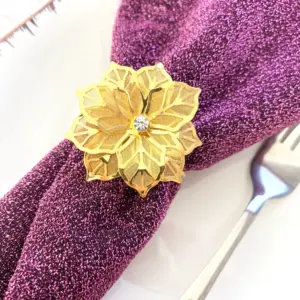 Gold Floral Napkin Rings Set of 10