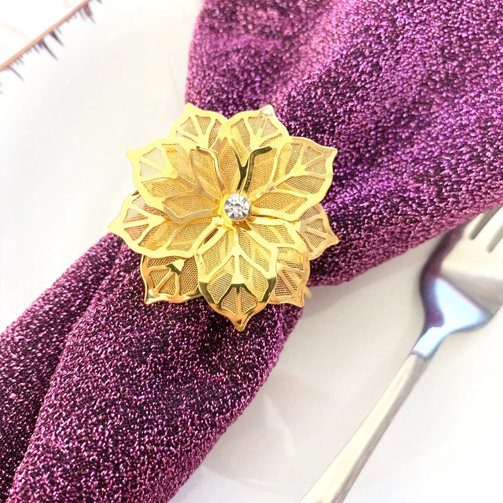 Gold Floral Napkin Rings Set of 10 1 Gold Floral Napkin Rings Set of 10
