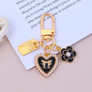 Pearl Heart Keychain with Camellia Bowknot 19 S13eb682bf3044bd1be1012d58b55ddf4Y
