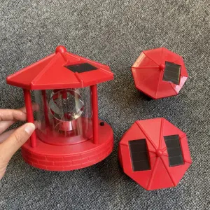 Red Solar Lighthouse Garden Decor
