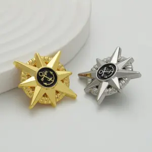 Nautical Star-Shaped Metal Brooch in Gold Tone 11 S14f974fae6b14b1696def3bf8ea524d9e