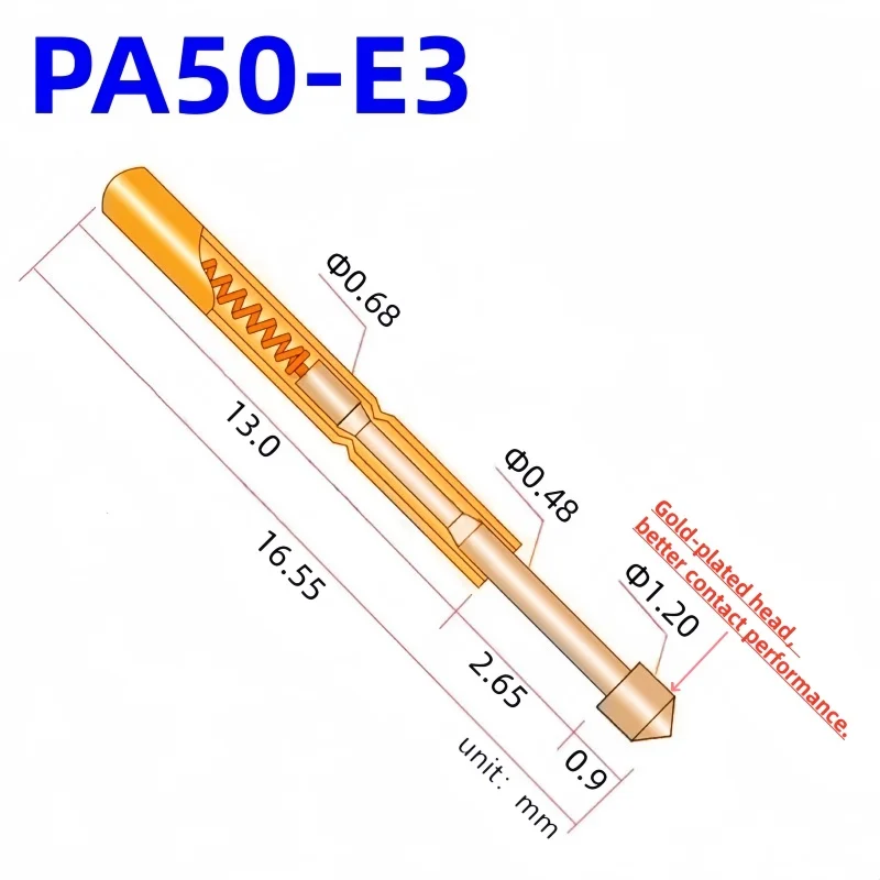 PA50-E3 Spring Test Probe Set in Gold 2 PA50-E3 Spring Test Probe Set in Gold - Image 2