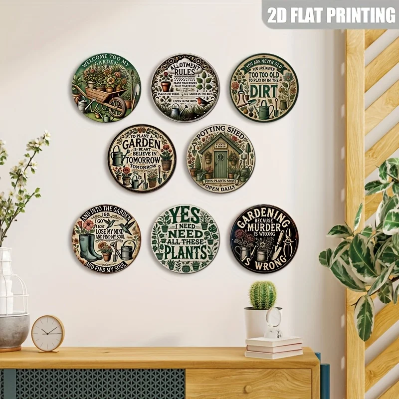 Vintage Floral Garden Plaque 8-inch Aluminum Decor 3 Vintage Floral Garden Plaque 8-inch Aluminum Decor - Image 3