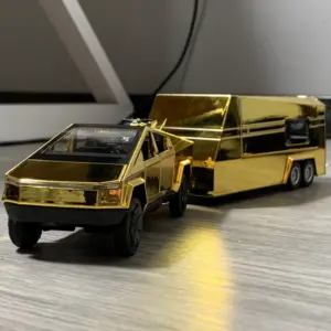 Gold Off-Road Pickup Truck Model with Trailer 15 S175604ee782e4445b60d9a748e6429ecc