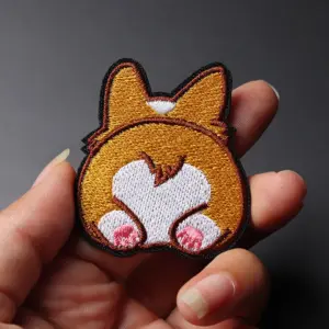 Corgi Dog Butt Embroidered Cloth Patch