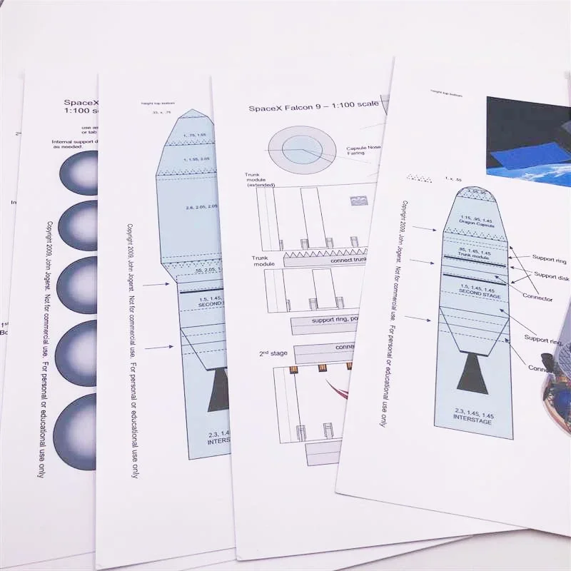 SpaceX Falcon 9 Paper Model 1/100 Scale 3 SpaceX Falcon 9 Paper Model 1/100 Scale - Image 3