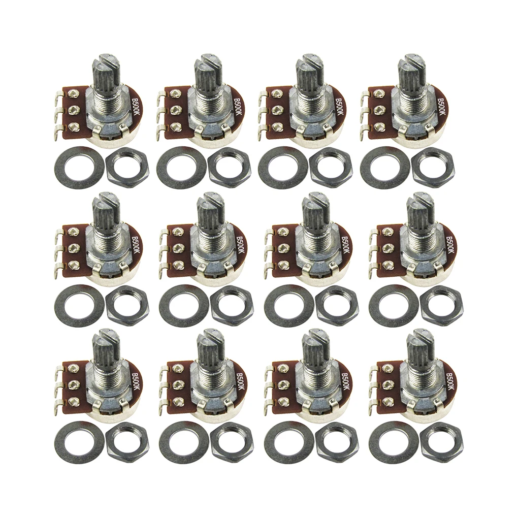 12-Pack Mini Guitar Potentiometers 500K B500K Linear 2 12-Pack Mini Guitar Potentiometers 500K B500K Linear - Image 2