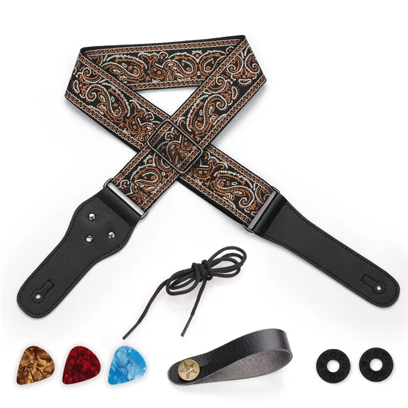 Embroidered Guitar Strap with Paisley Design 8 Embroidered Guitar Strap with Paisley Design - Image 8
