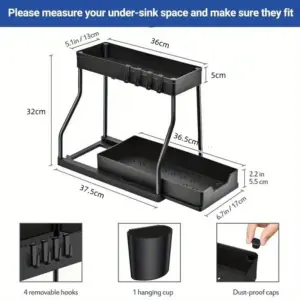 Black Multi-Layer Kitchen and Bathroom Storage Rack 12 S194e4186fe09443b891dbc6b15ef76f16