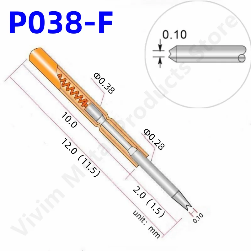 Gold Spring Test Probe for Circuits (Pack of 20/100) 2 Gold Spring Test Probe for Circuits (Pack of 20/100) - Image 2