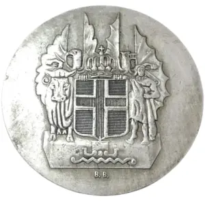 Antique Silver Iceland 10 Kronur Replica Coin