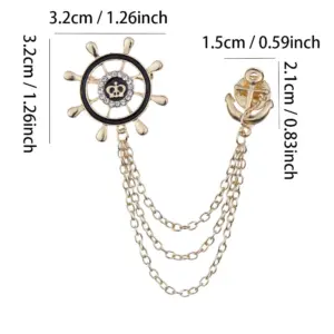 Men's Nautical Wheel Crown Brooch with Chains 7 S1a306b4b68f64746b1a9c015a70ac53bI
