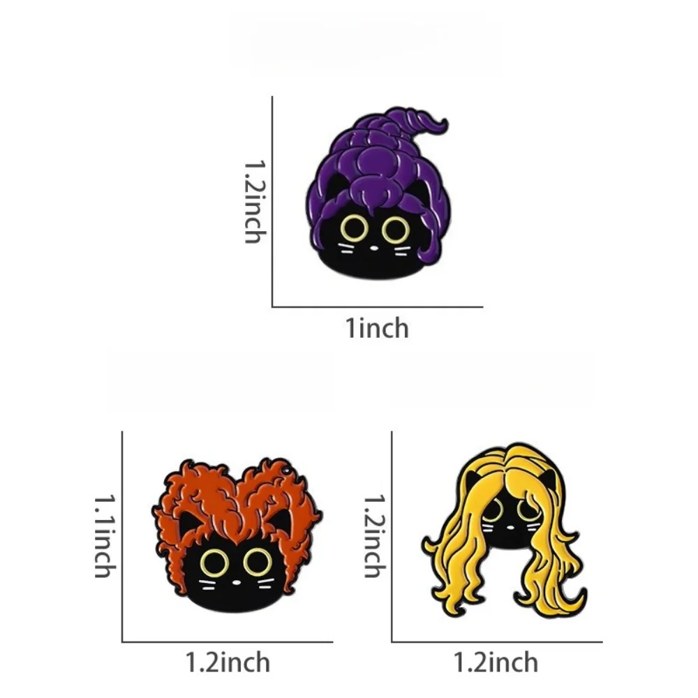 Whimsical Cartoon Witch Animal Collar Pin 2 Whimsical Cartoon Witch Animal Collar Pin - Image 2