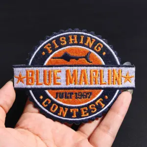 Blue Marlin Embroidered Iron-On Patch