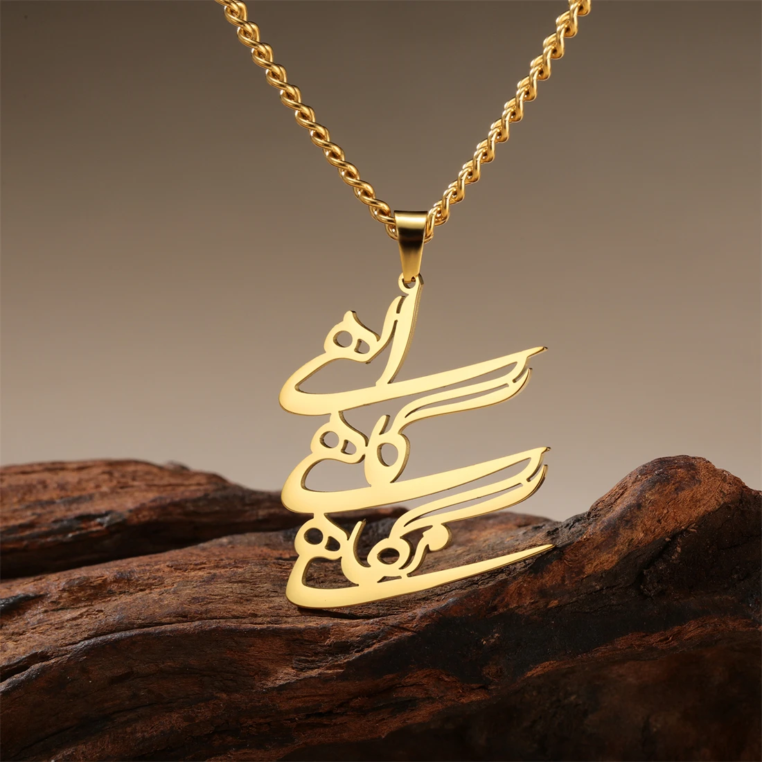 Stainless Steel Calligraphy Necklace for Women 2 Stainless Steel Calligraphy Necklace for Women - Image 2