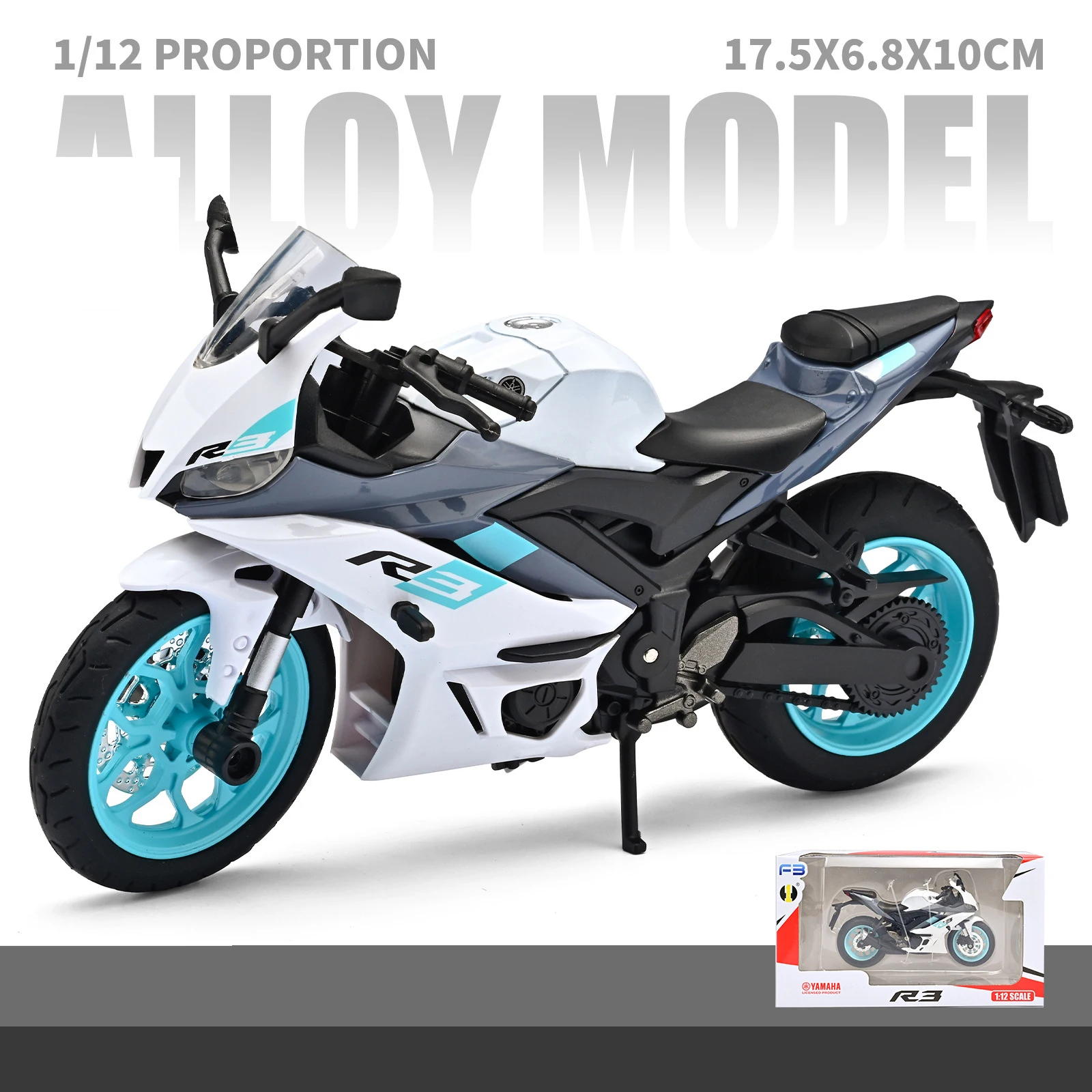Yamaha YZF-R3 Diecast Motorcycle Model 1:12 Scale 10 Yamaha YZF-R3 Diecast Motorcycle Model 1:12 Scale - Image 10