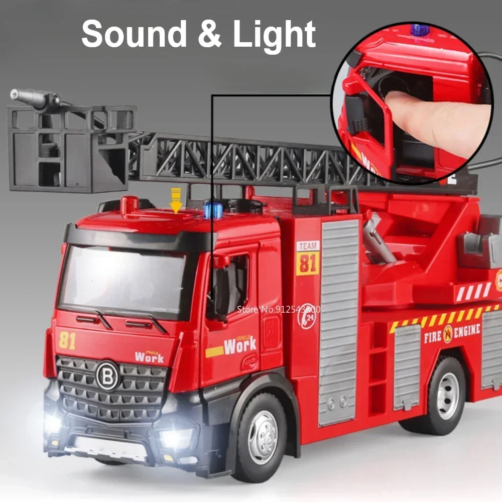 1:18 Scale Fire Truck Model Toy with Lights 2 1:18 Scale Fire Truck Model Toy with Lights - Image 2