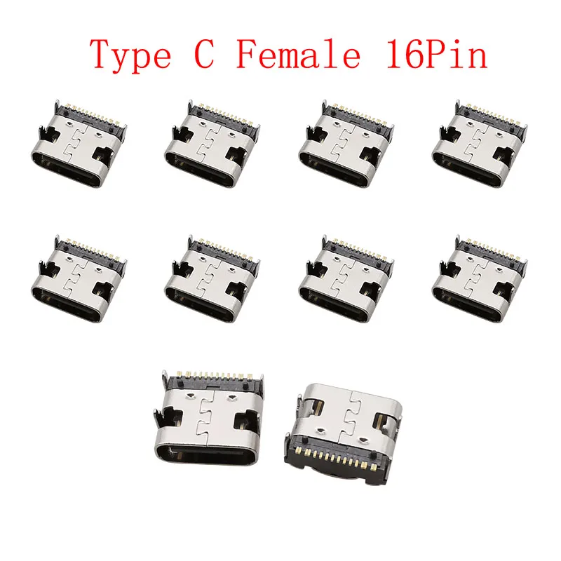 USB Type C Female Connectors Set (10pcs, 16 Pins) 8 USB Type C Female Connectors Set (10pcs, 16 Pins) - Image 8
