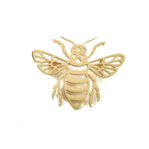 Hollowed Out Bee Brooch in Gold Finish