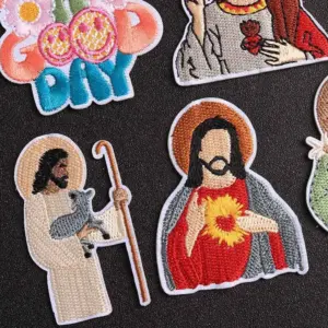 Flowers Christian Jesus Embroidered Iron-On Patch 11 S1e1f6c218b85449f917179d0aa3dab00w