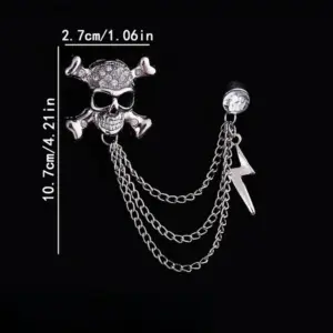 Bold Gothic Skull Brooch with Chain 8 S1e924181a68f4310be7848073ec61bbbK