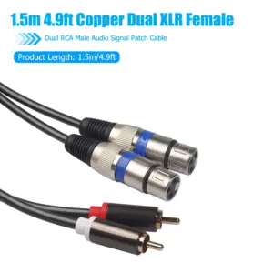 Dual 3pin XLR to RCA Audio Cable, 1.5M 11 S1f923333c5c340fea1d93fab0dea1299P