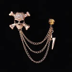 Bold Gothic Skull Brooch with Chain 7 S2004a53171324db1b6d0f8181bcd406dc