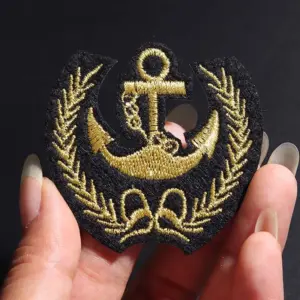 Gold Anchor Embroidered Patch 5.6 cm