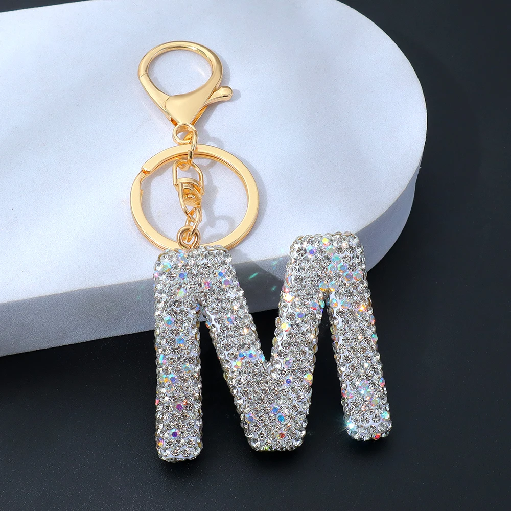 Sparkling Rhinestone Letter Keychain for Bags 7 Sparkling Rhinestone Letter Keychain for Bags - Image 7