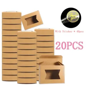 Mini Kraft Gift Boxes with Windows Set 15 S20b6a5e179314a2c876dfa7472e1300bo