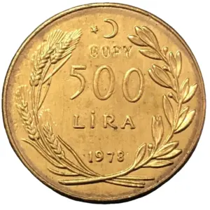 Antique-Style 1978 Turkey 500 Lira Coin Replica