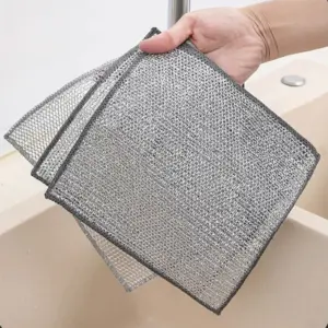 Heavy-Duty Silver Steel Wire Cleaning Cloths Set 10 S21690983273c4189b4aa169d9dbe6663z