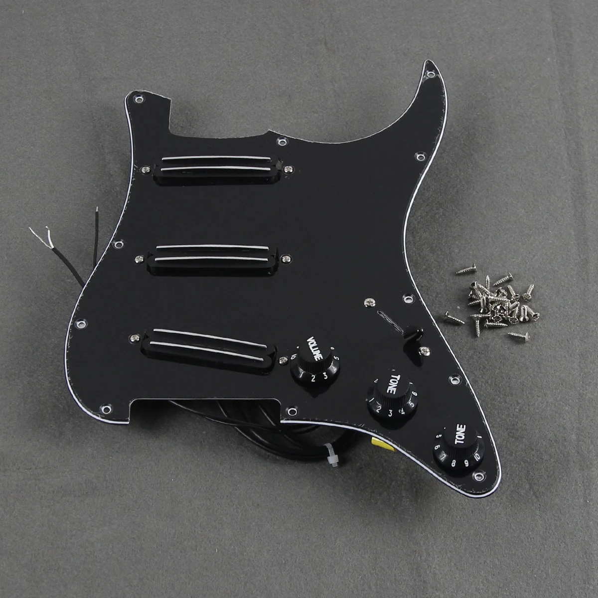 Black Alnico 5 Dual Rails Strat Pickguard 3 Black Alnico 5 Dual Rails Strat Pickguard - Image 3