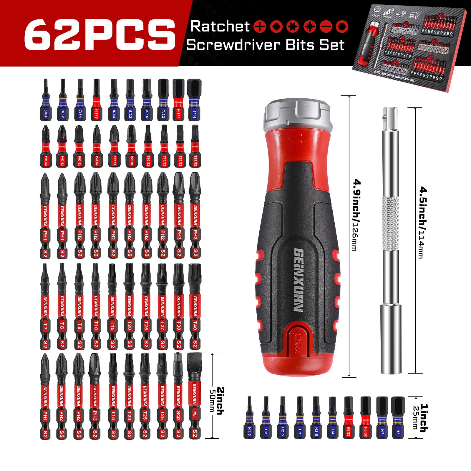 62-Piece Ratcheting Screwdriver Set with Bits 7 62-Piece Ratcheting Screwdriver Set with Bits - Image 7