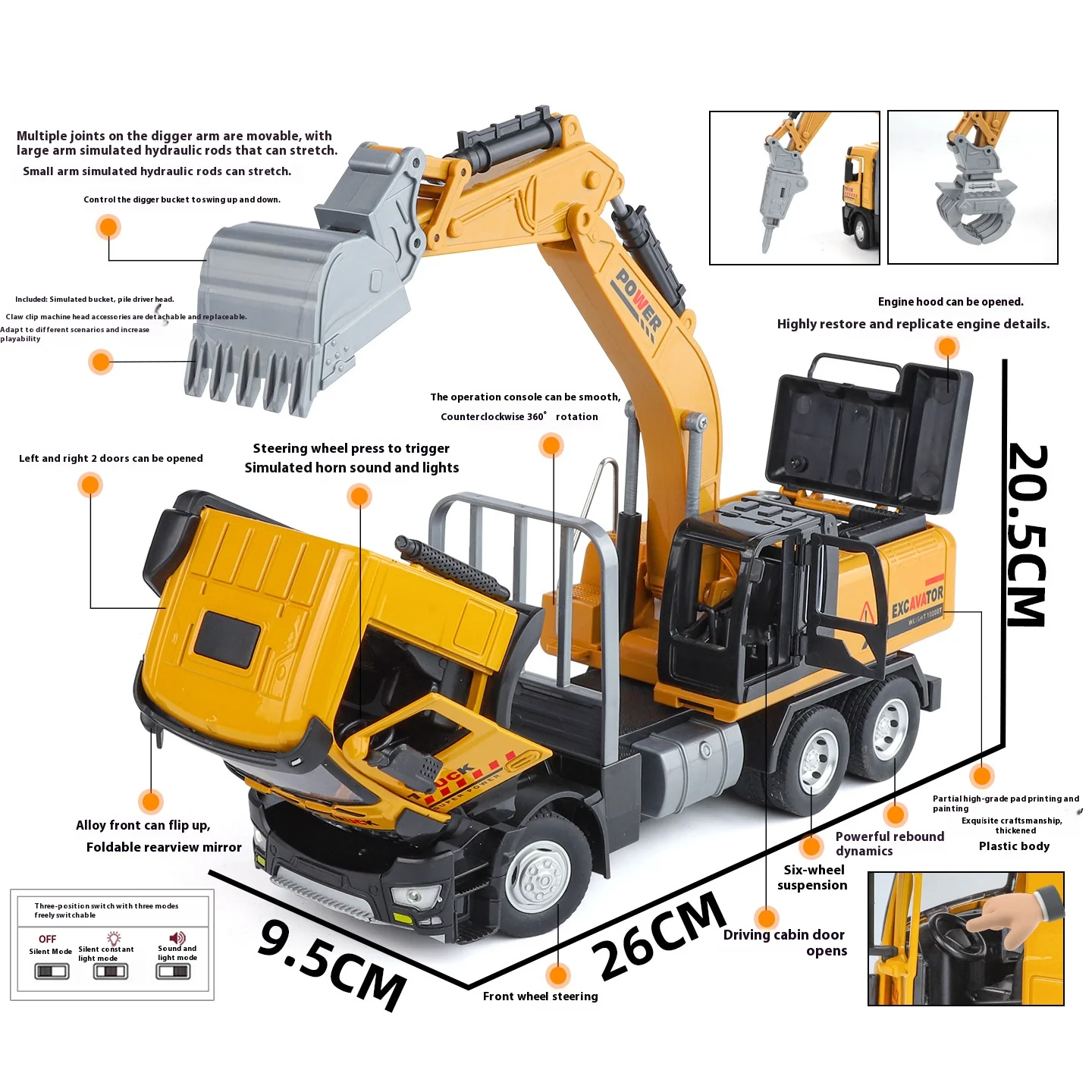 1:30 Scale Engineering Excavator Model Car 2 1:30 Scale Engineering Excavator Model Car - Image 2