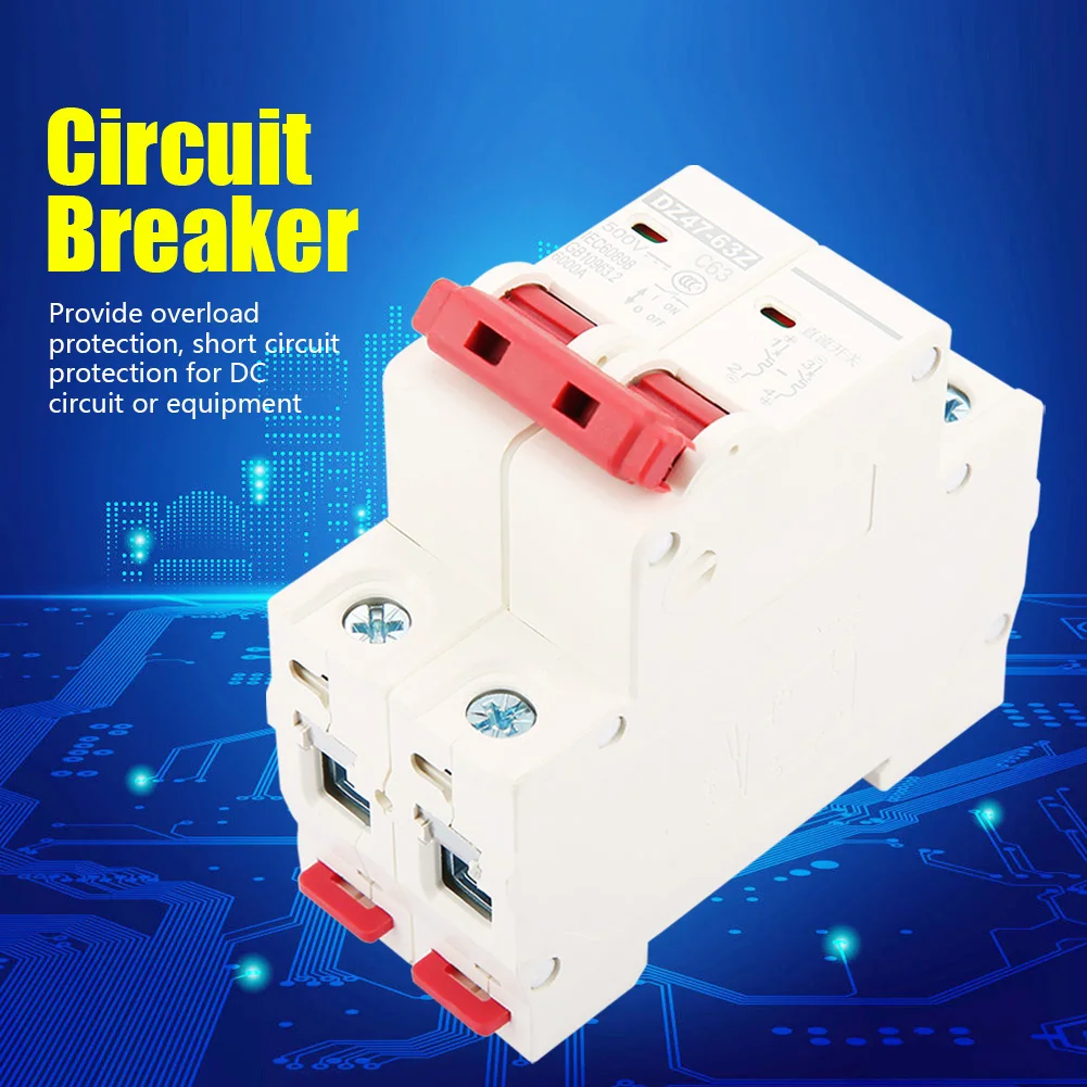 DC 500V 63A Mini Circuit Breaker 2-Pole 6kA 5 DC 500V 63A Mini Circuit Breaker 2-Pole 6kA - Image 5