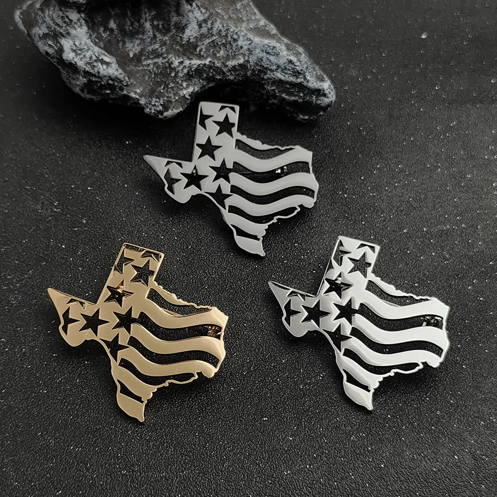 Texas Map Brooch with Patriotic Flag Design 2 Texas Map Brooch with Patriotic Flag Design - Image 2