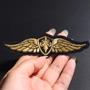 Golden Wing Embroidered Patch 10.9 x 3.1 cm