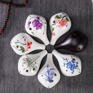 6-Hole Mid-Tone C Ocarina with Hand-Painted Floral Design