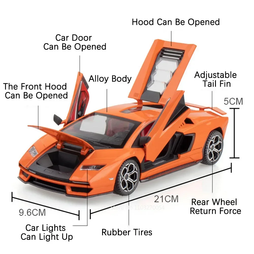 Vibrant Yellow Lamborghini Countach Diecast Model 3 Vibrant Yellow Lamborghini Countach Diecast Model - Image 3