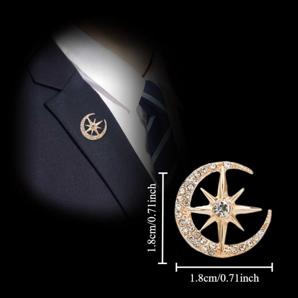 Celestial Star and Moon Brooch - 1.8cm Alloy 3 Celestial Star and Moon Brooch - 1.8cm Alloy - Image 3