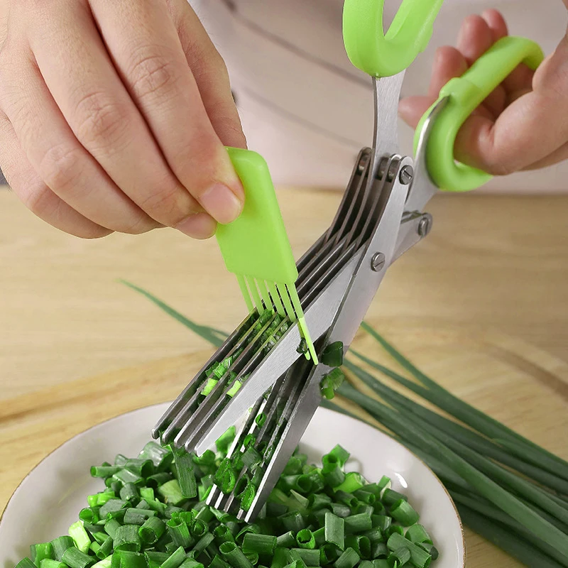 Multi-Layered Kitchen Scissors with Green Handles 2 Multi-Layered Kitchen Scissors with Green Handles - Image 2