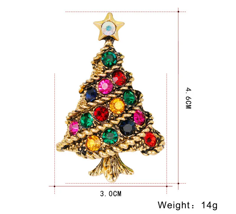 Festive Christmas Tree Brooch with Rhinestones 3 Festive Christmas Tree Brooch with Rhinestones - Image 3