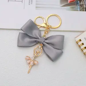 Pink Satin Bow Keychain with Enamel Flowers 19 S264433644f234a7693137dd80f9202ceA